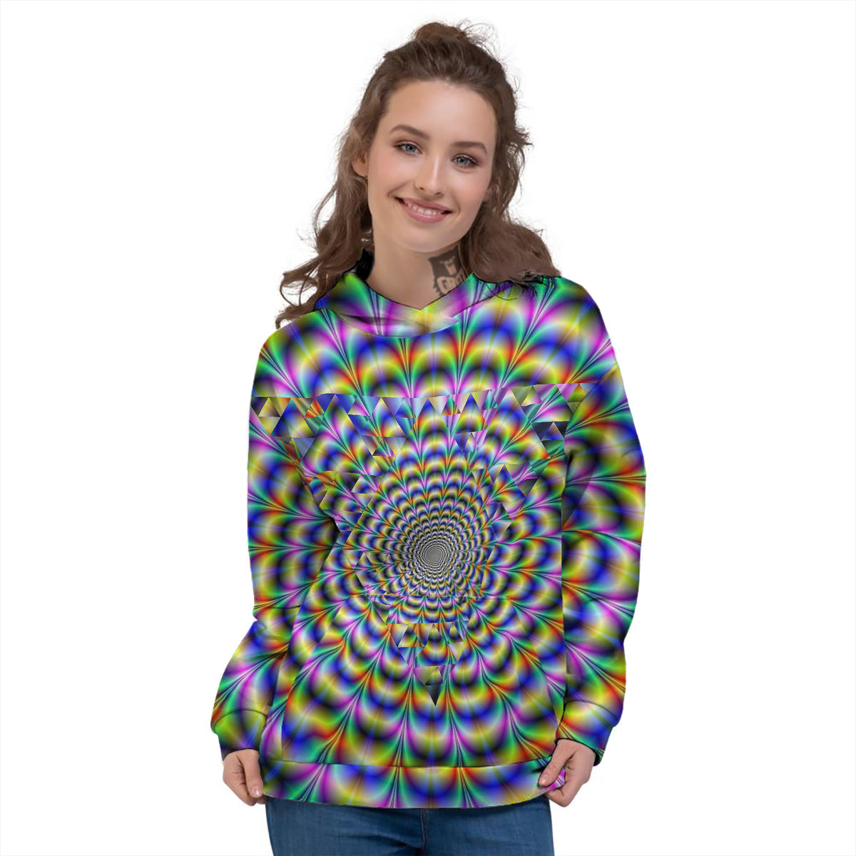 Colorful Psychedelic And Triangle Print Women's Hoodie-grizzshop