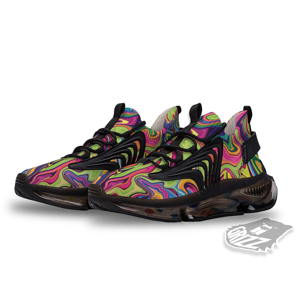 Colorful Psychedelic Print Black Gym Shoes-grizzshop