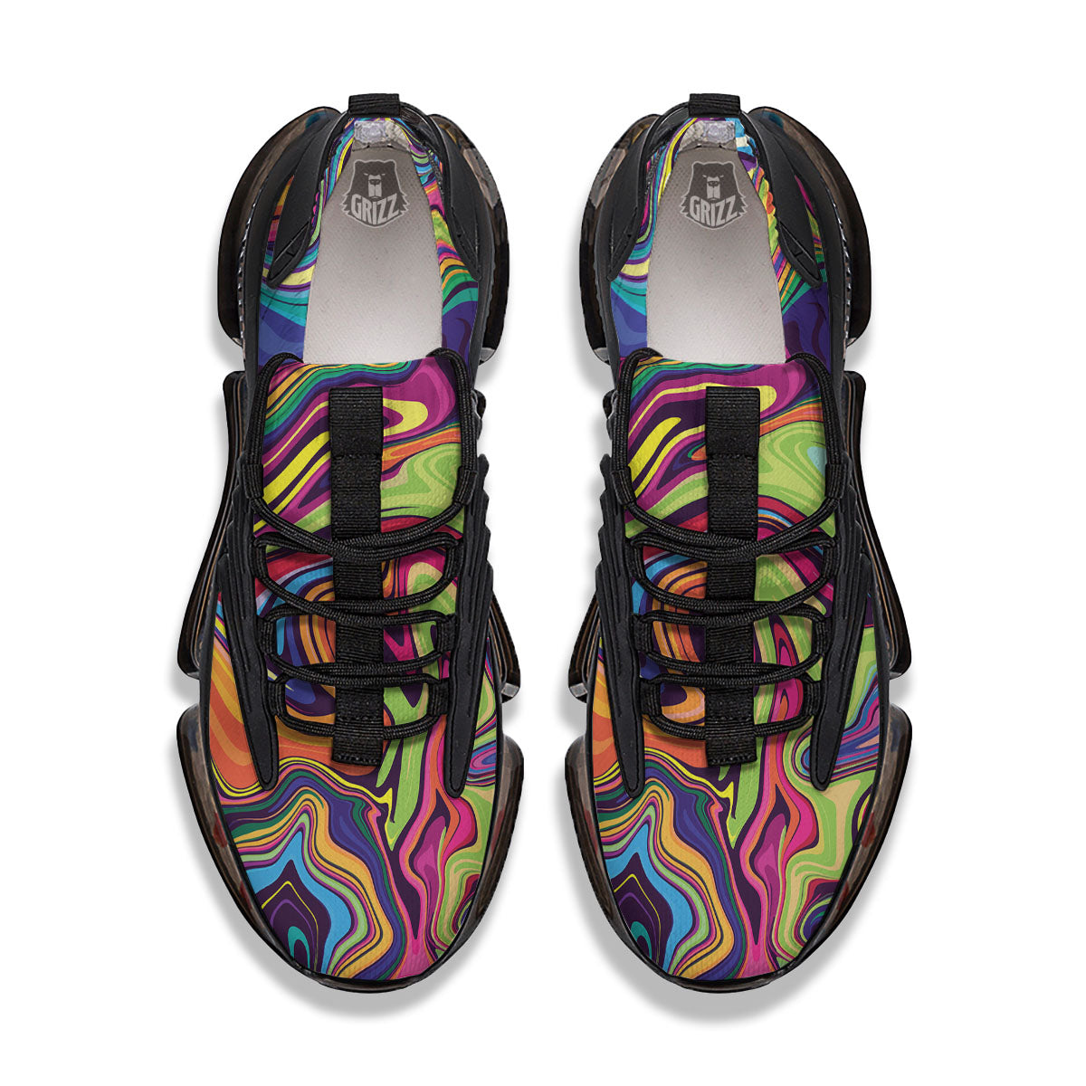 Colorful Psychedelic Print Black Gym Shoes-grizzshop