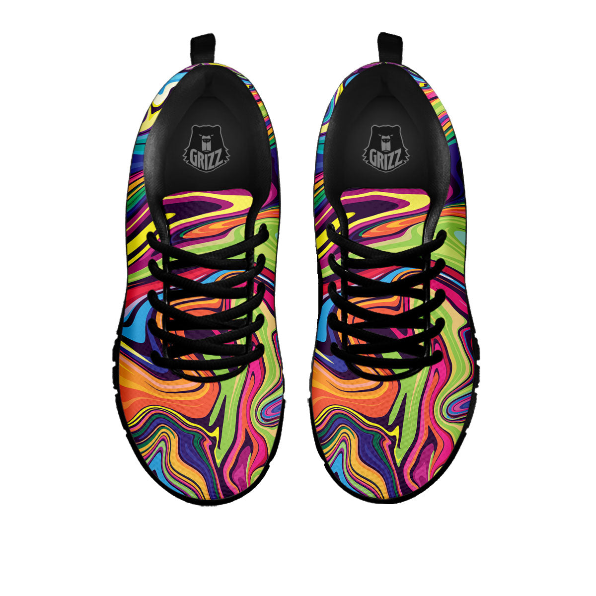 Colorful Psychedelic Print Black Sneaker-grizzshop