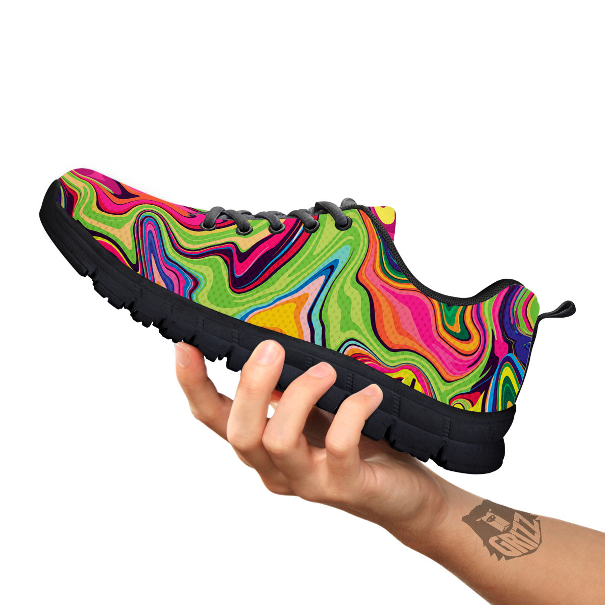 Colorful Psychedelic Print Black Sneaker-grizzshop