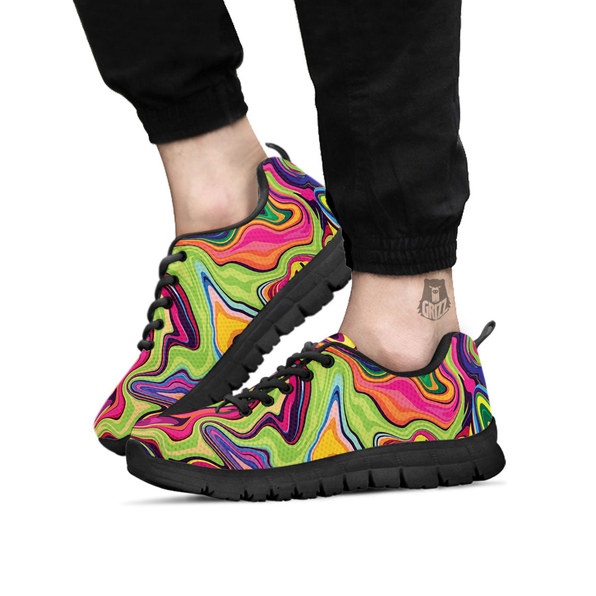 Colorful Psychedelic Print Black Sneaker-grizzshop