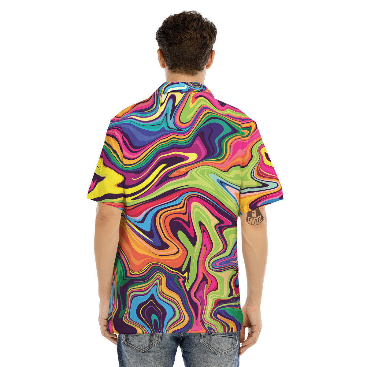 Colorful Psychedelic Print Men's Hawaiian Shirt-grizzshop