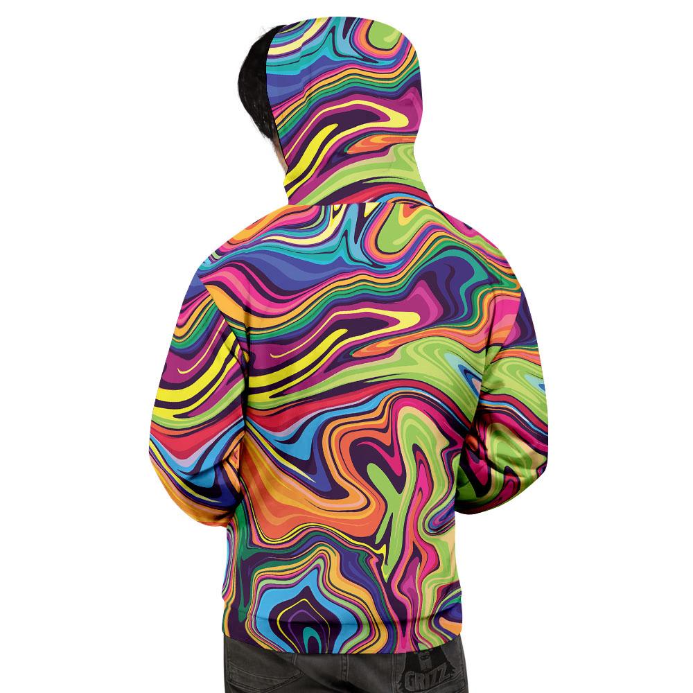 Colorful Psychedelic Print Men's Hoodie-grizzshop
