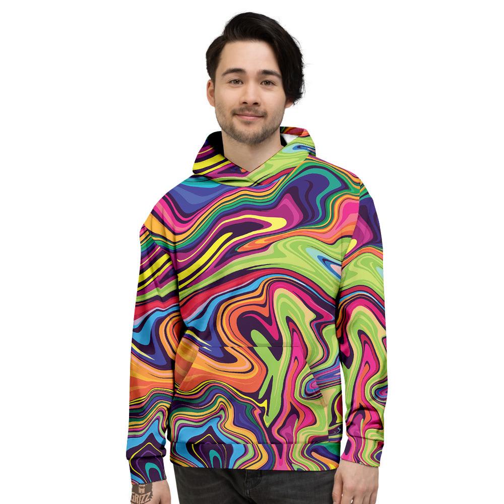 Colorful Psychedelic Print Men's Hoodie-grizzshop