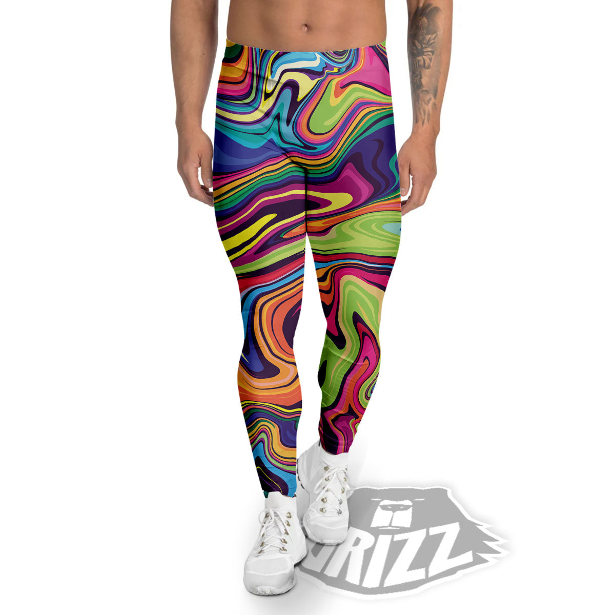 Colorful Psychedelic Print Men's Leggings-grizzshop