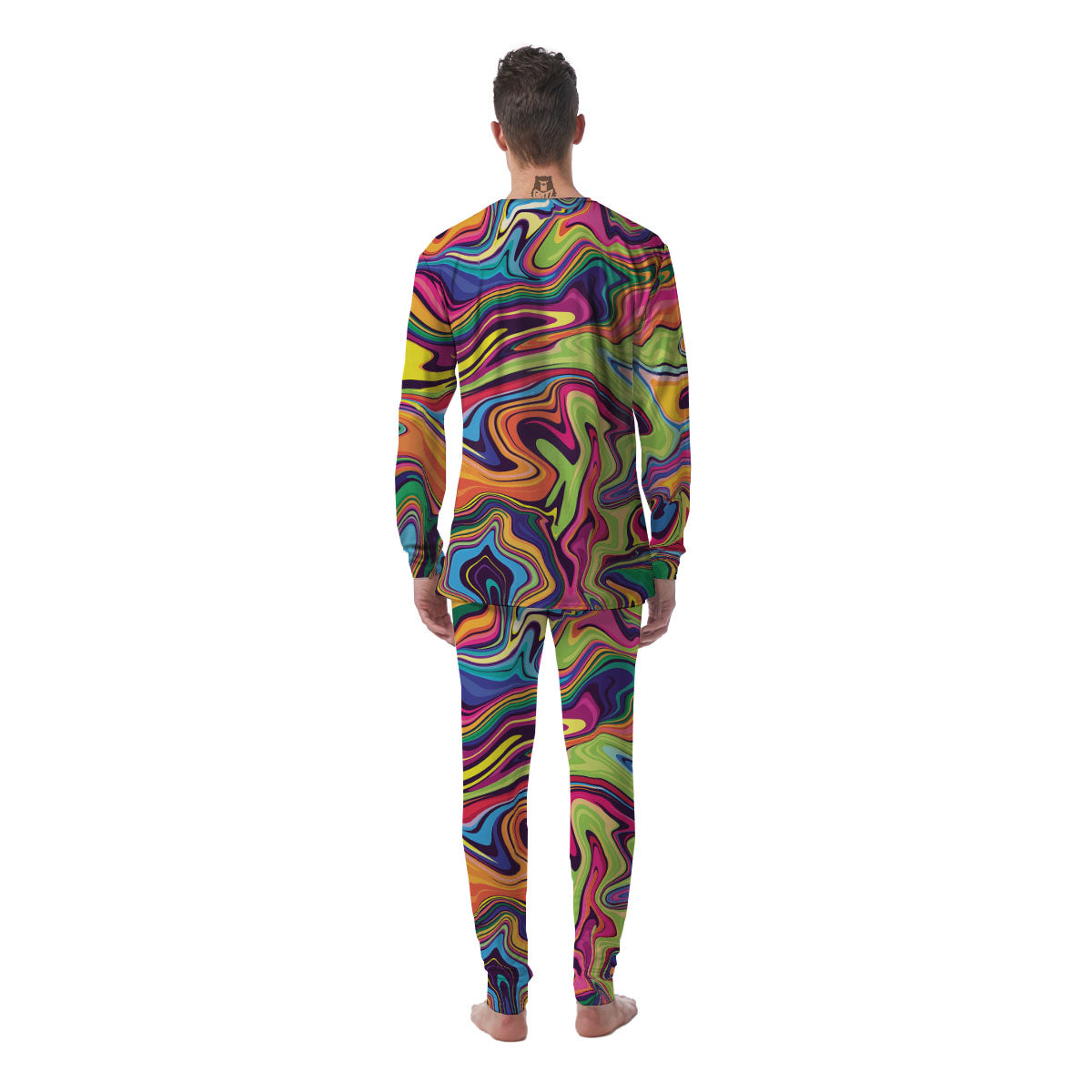 Colorful Psychedelic Print Men's Pajamas-grizzshop