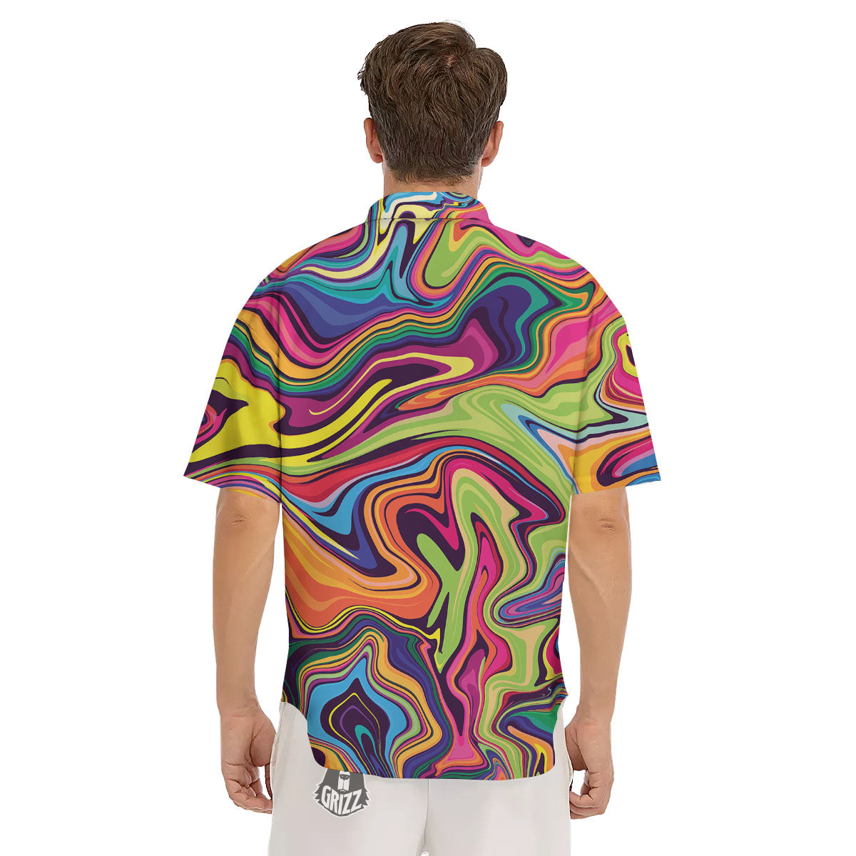 Colorful Psychedelic Print Men's Short Sleeve Shirts-grizzshop