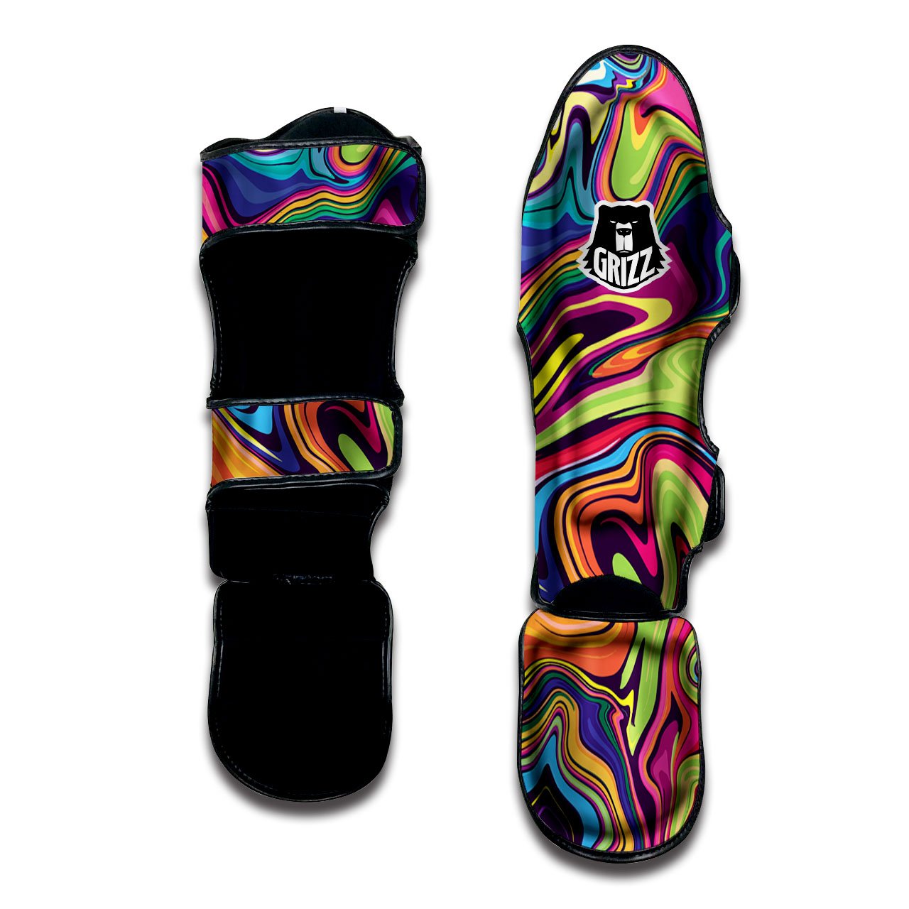 Colorful Psychedelic Print Muay Thai Shin Guards-grizzshop