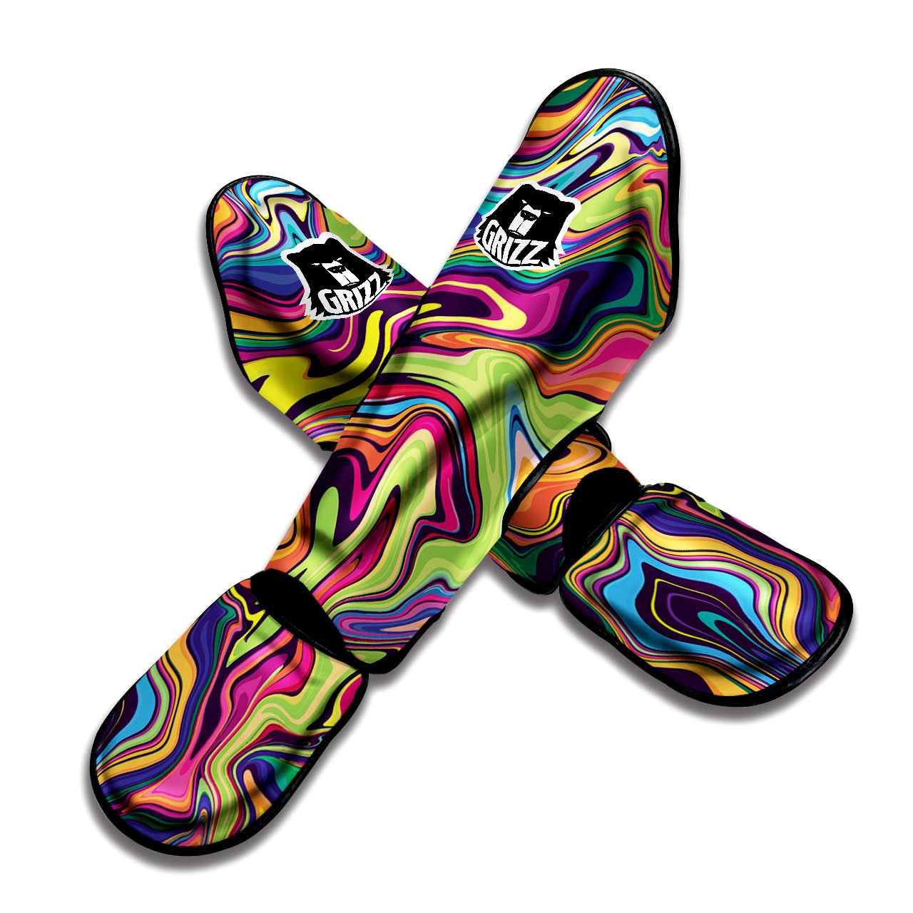 Colorful Psychedelic Print Muay Thai Shin Guards-grizzshop