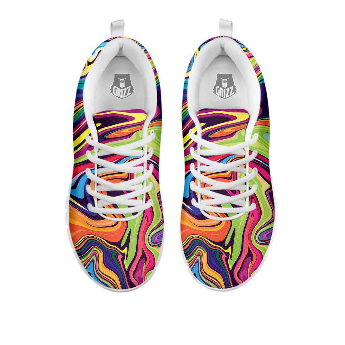 Colorful Psychedelic Print White Sneaker-grizzshop