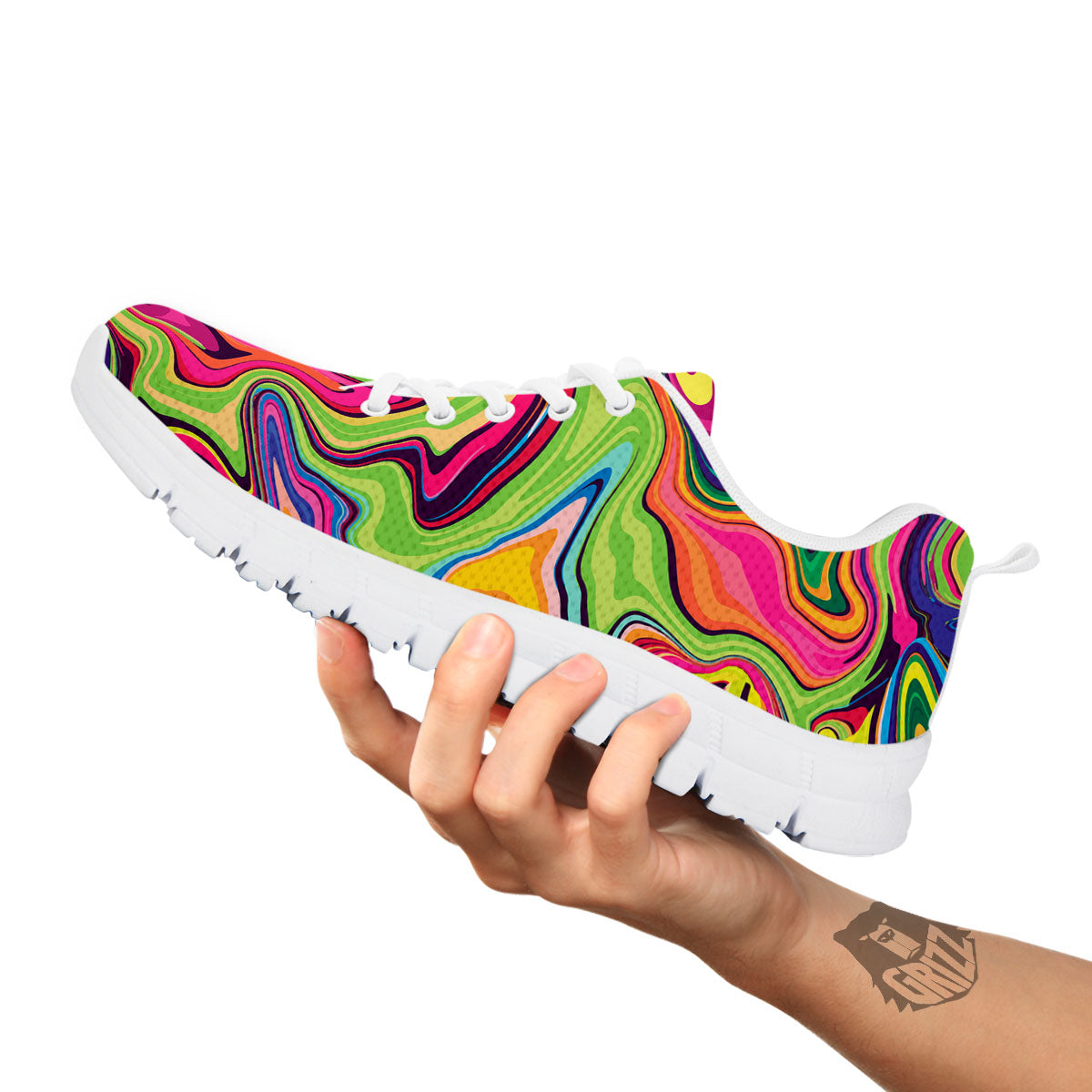 Colorful Psychedelic Print White Sneaker-grizzshop