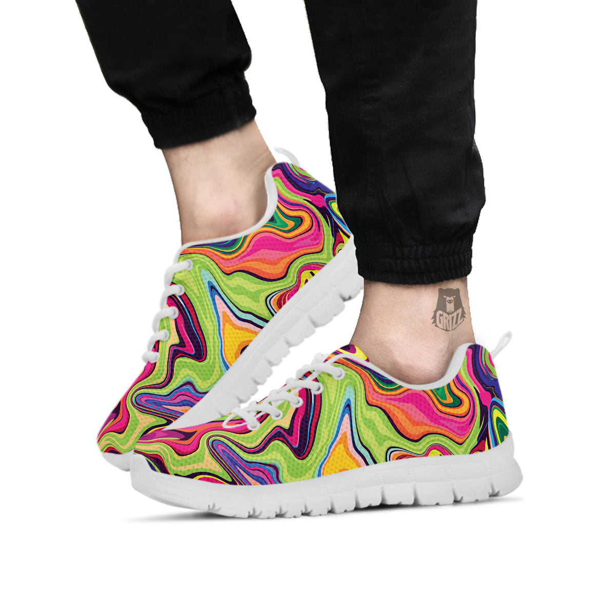 Colorful Psychedelic Print White Sneaker-grizzshop