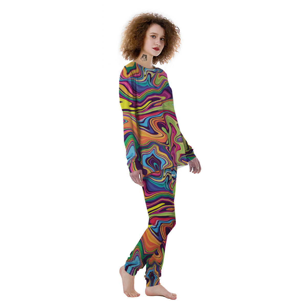 Colorful Psychedelic Print Women's Pajamas-grizzshop