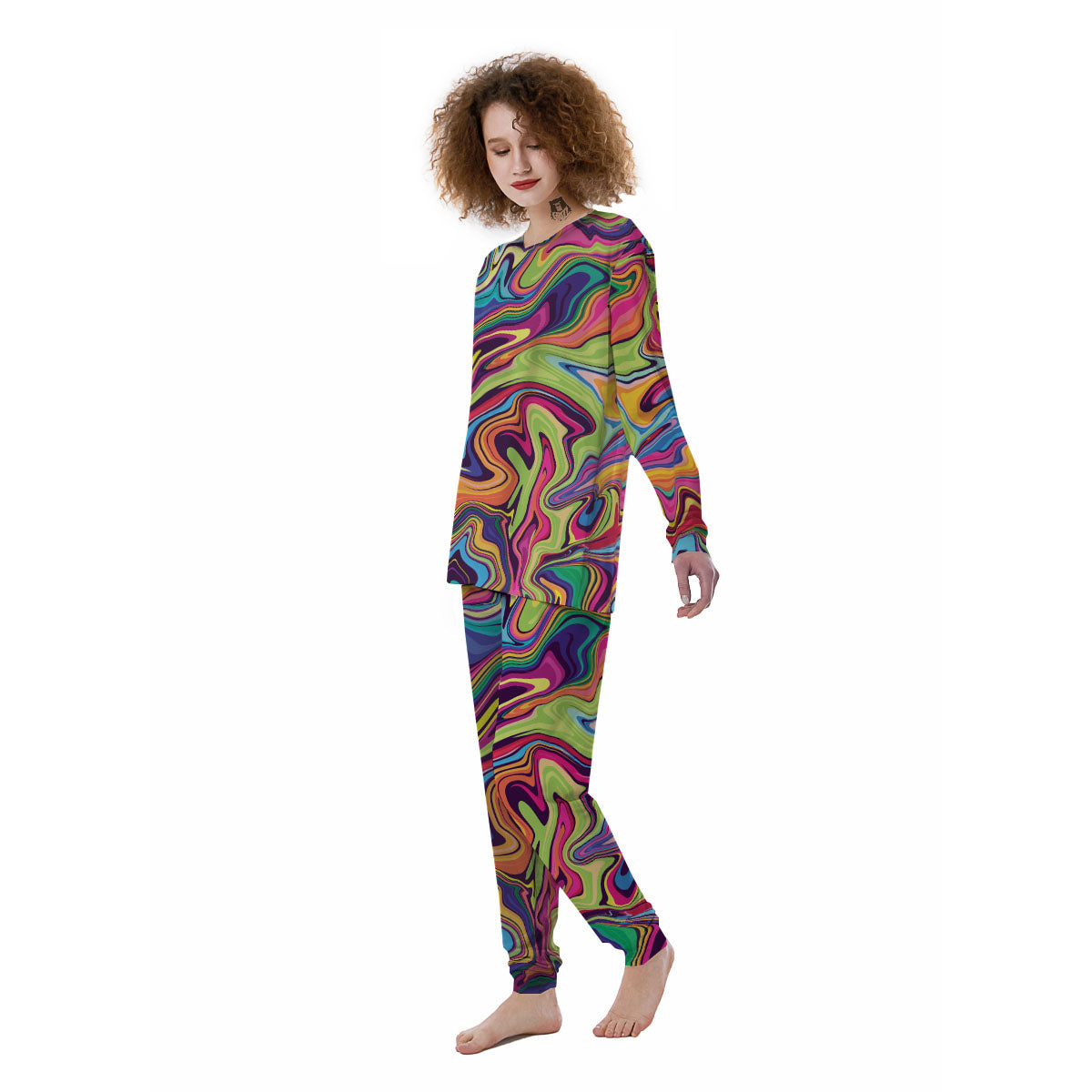 Colorful Psychedelic Print Women's Pajamas-grizzshop
