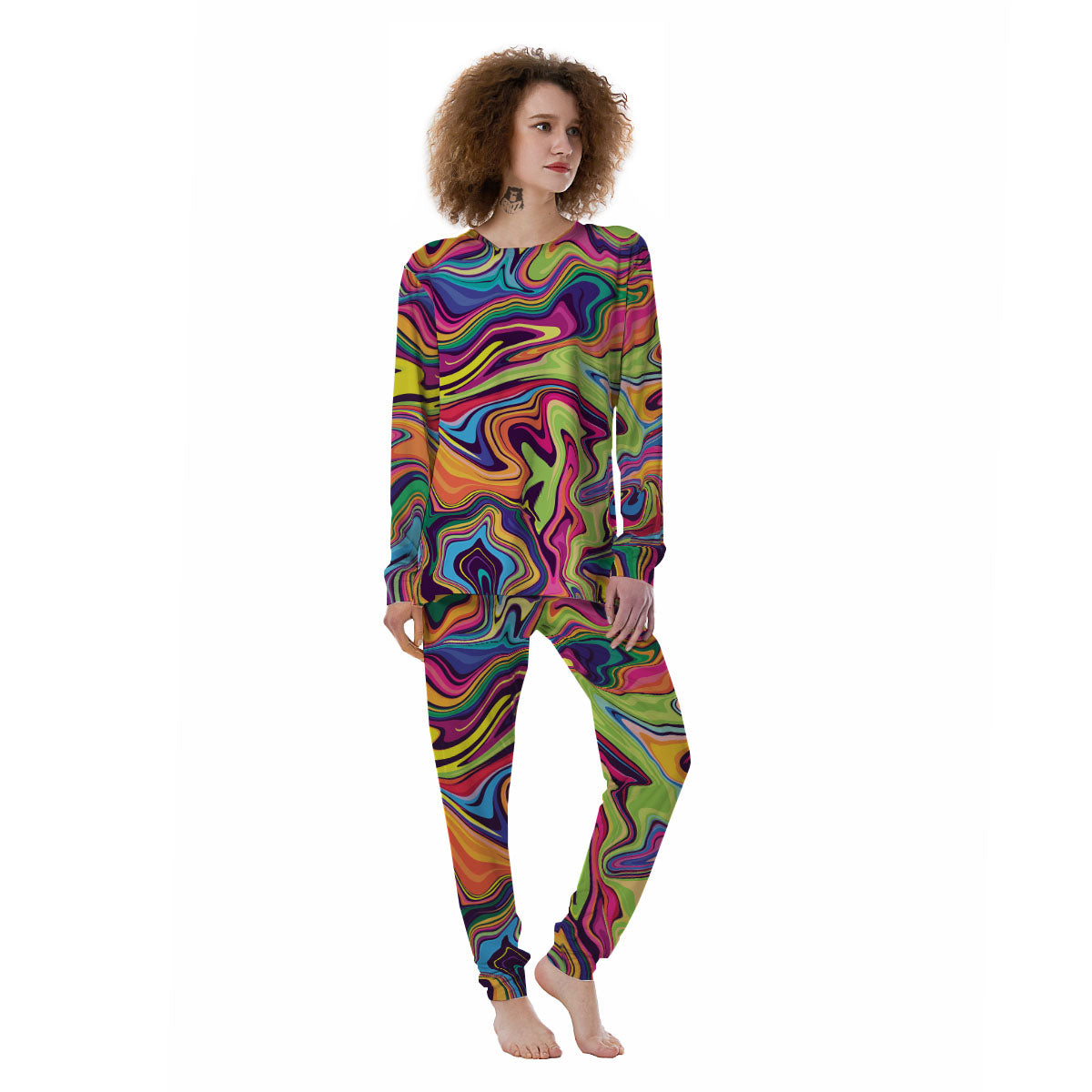 Colorful Psychedelic Print Women's Pajamas-grizzshop