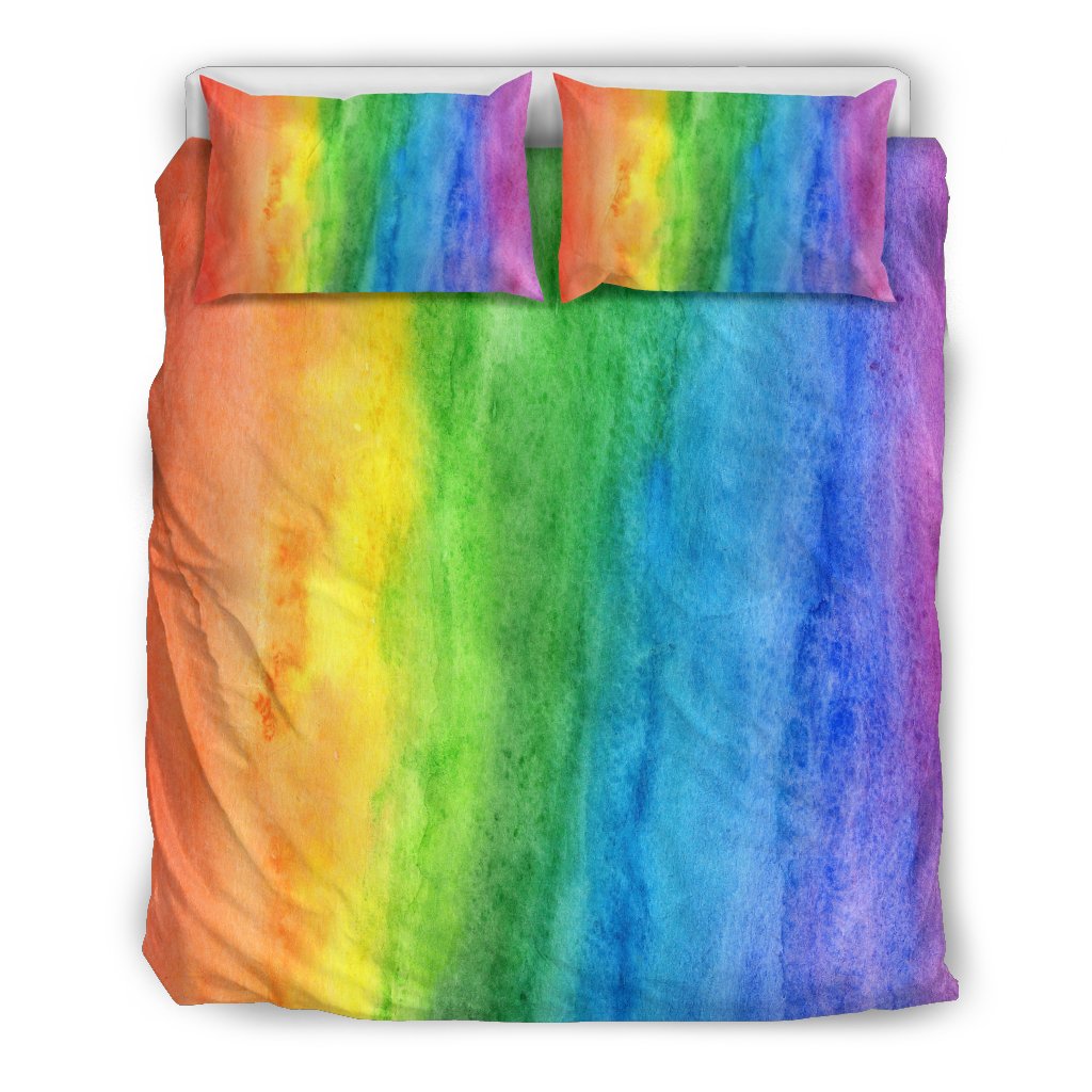 Colorful Rainbow Pattern Print Duvet Cover Bedding Set-grizzshop