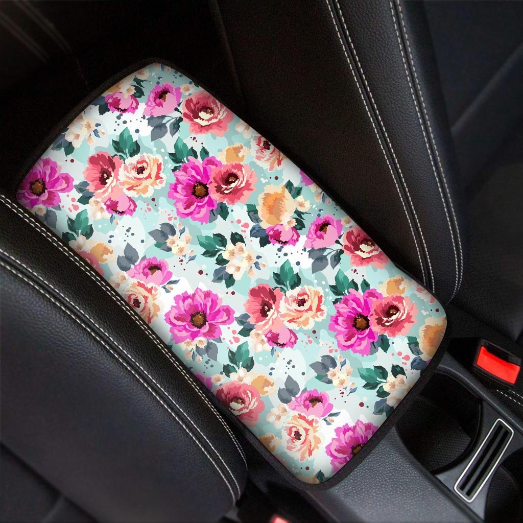 Colorful Rose Floral Car Console Cover-grizzshop