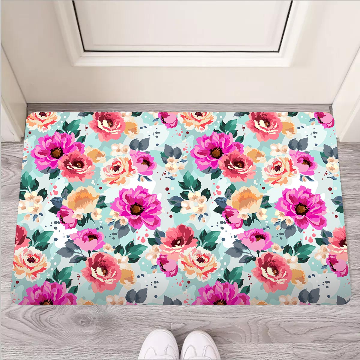 Colorful Rose Floral Door Mat-grizzshop