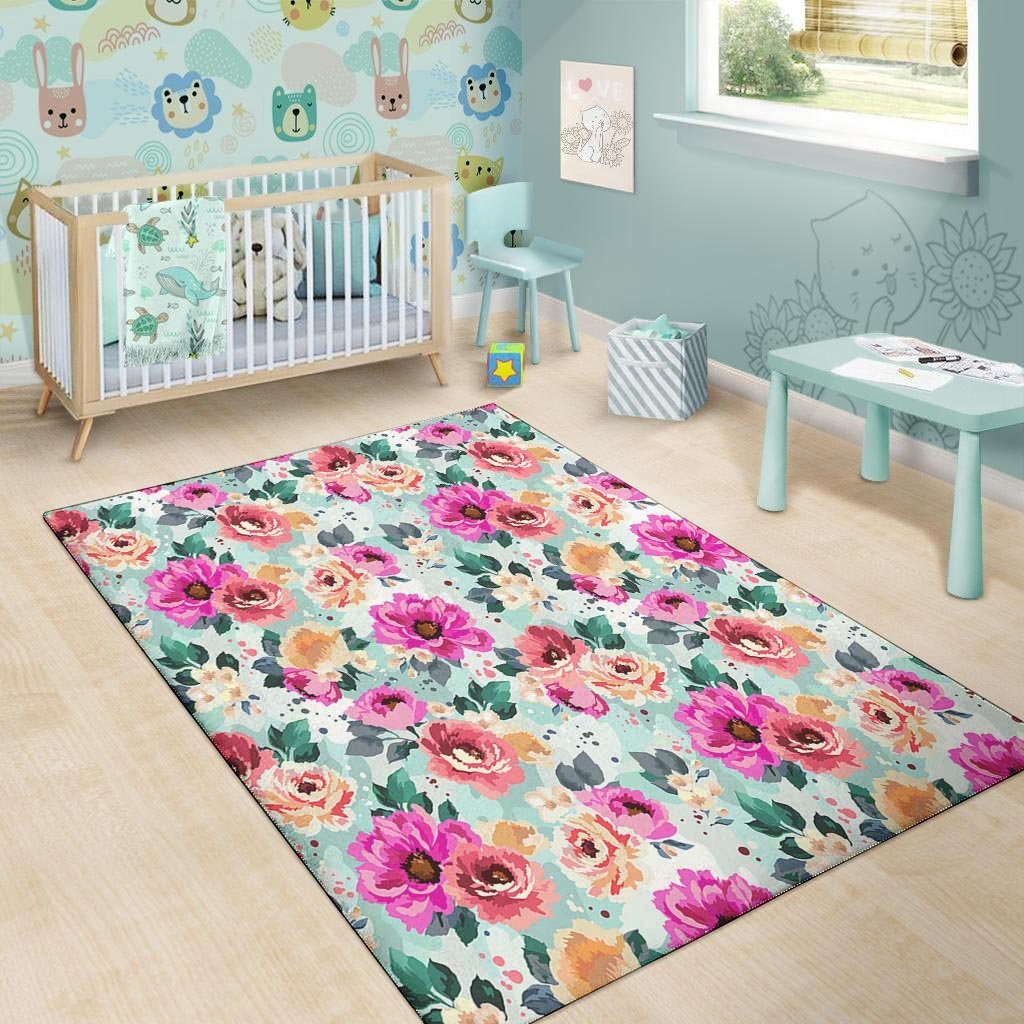 Colorful Rose Floral Floor Mat-grizzshop
