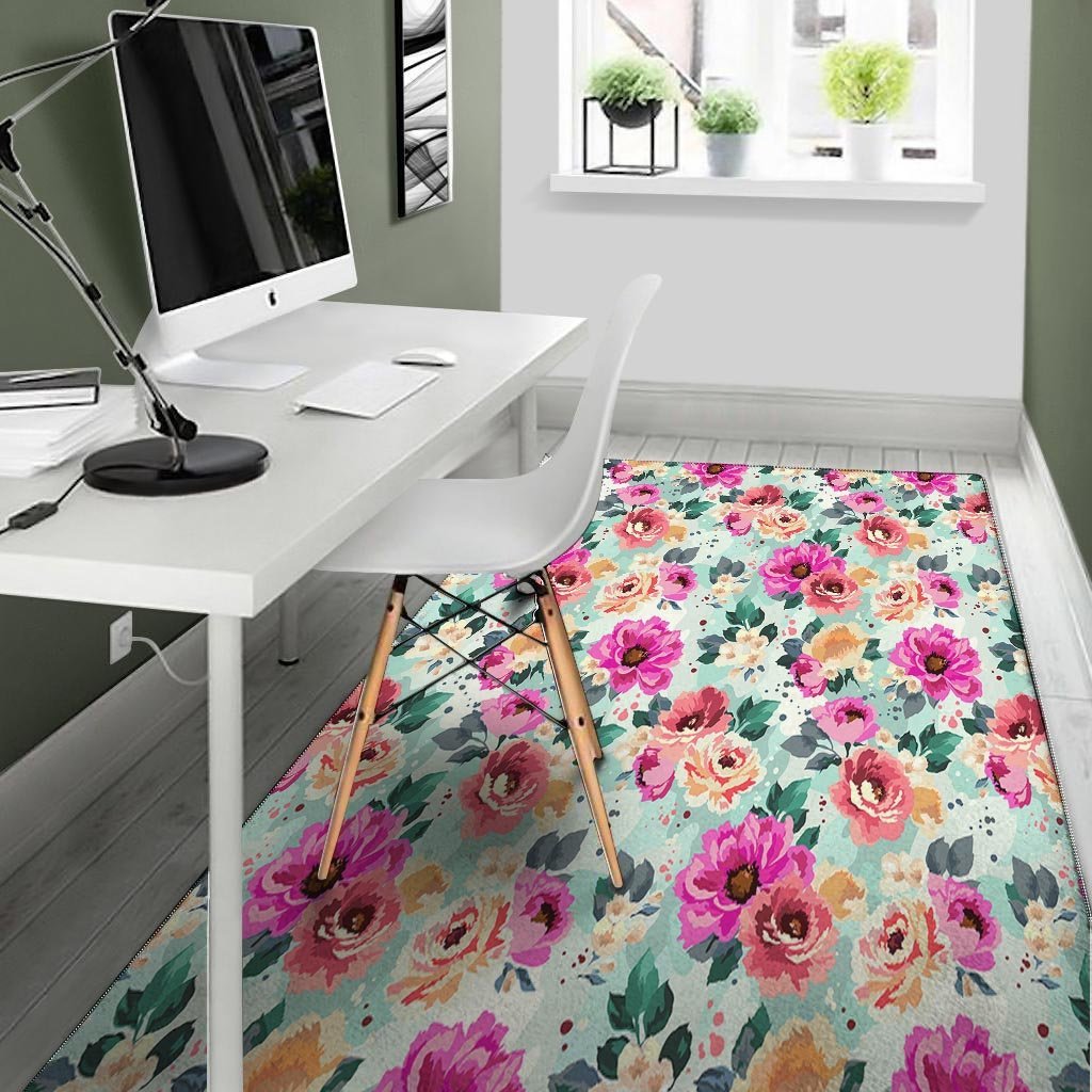 Colorful Rose Floral Floor Mat-grizzshop