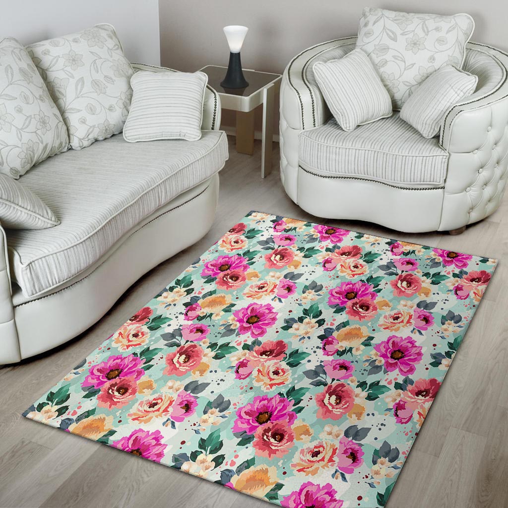 Colorful Rose Floral Floor Mat-grizzshop