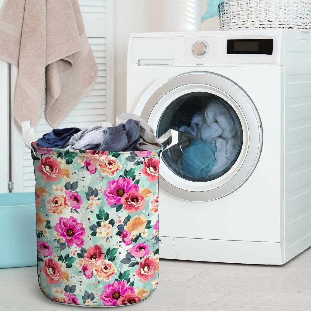 Colorful Rose Floral Laundry Basket-grizzshop