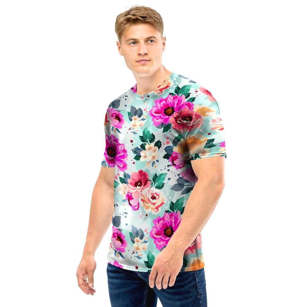Colorful Rose Floral Men T Shirt-grizzshop