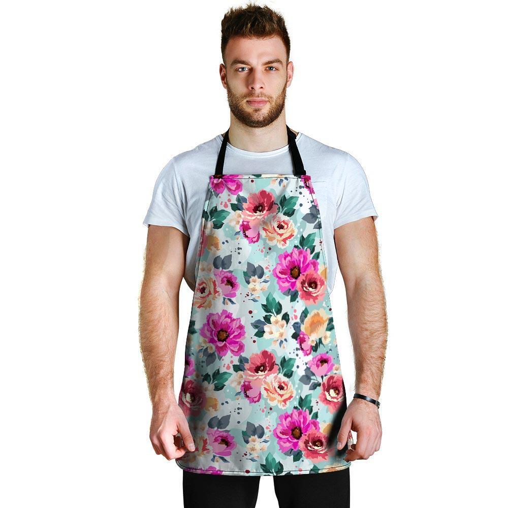 Colorful Rose Floral Men's Apron-grizzshop