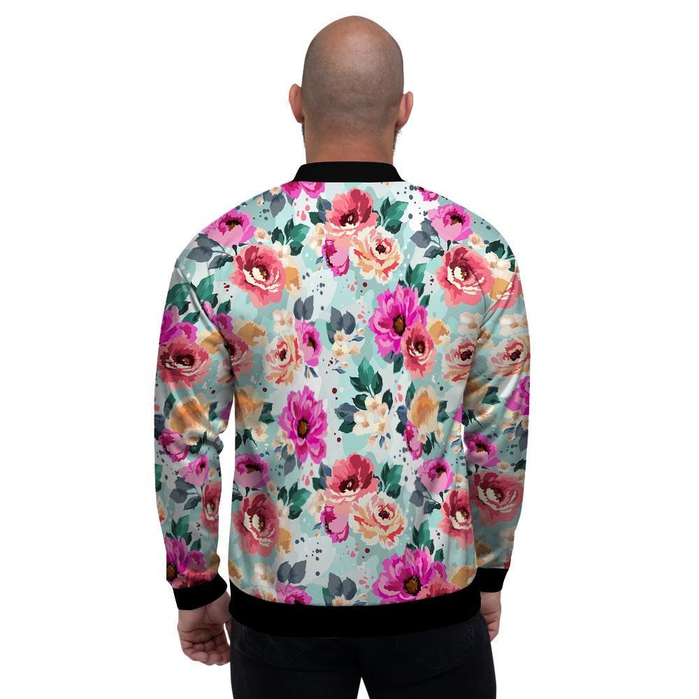 Colorful Rose Floral Men's Bomber Jacket-grizzshop