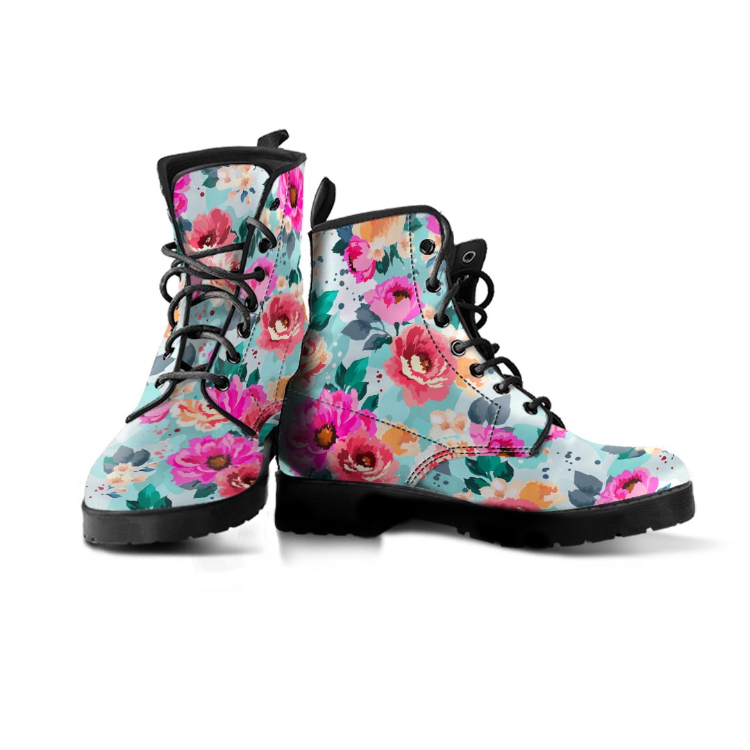 Colorful Rose Floral Men's Boots-grizzshop