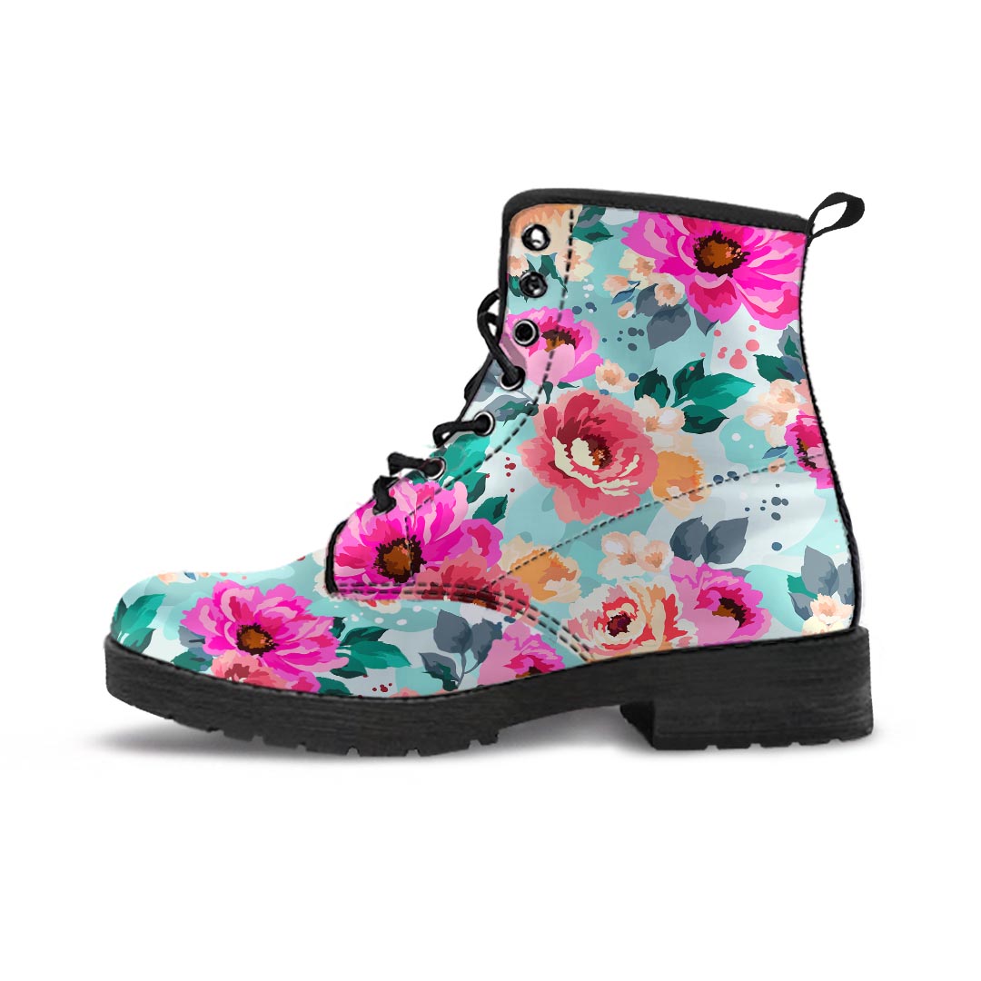 Colorful Rose Floral Men's Boots-grizzshop