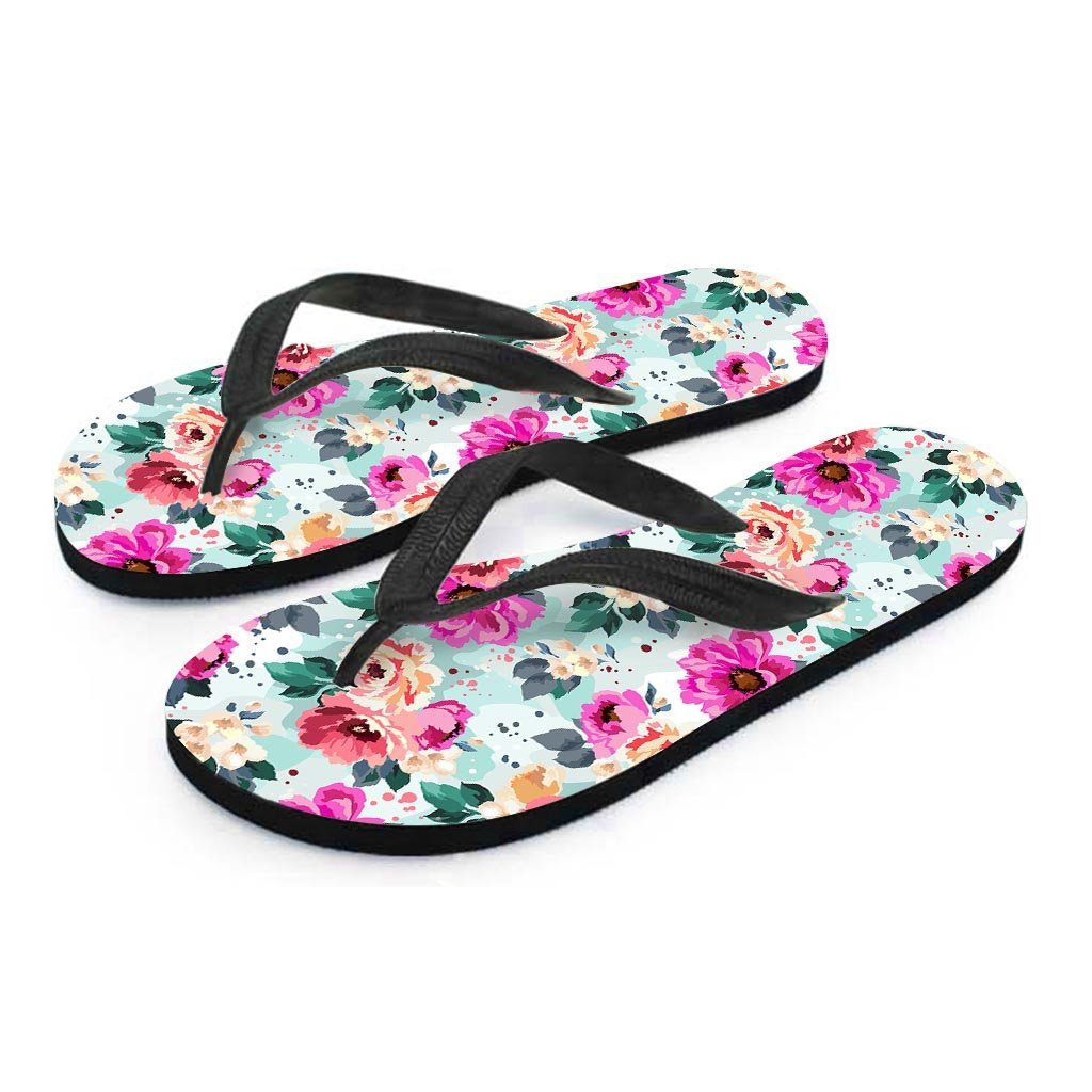 Colorful Rose Floral Men's Flip Flops-grizzshop