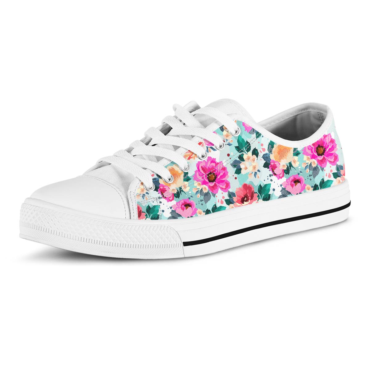 Colorful Rose Floral Men's Low Top Shoes-grizzshop