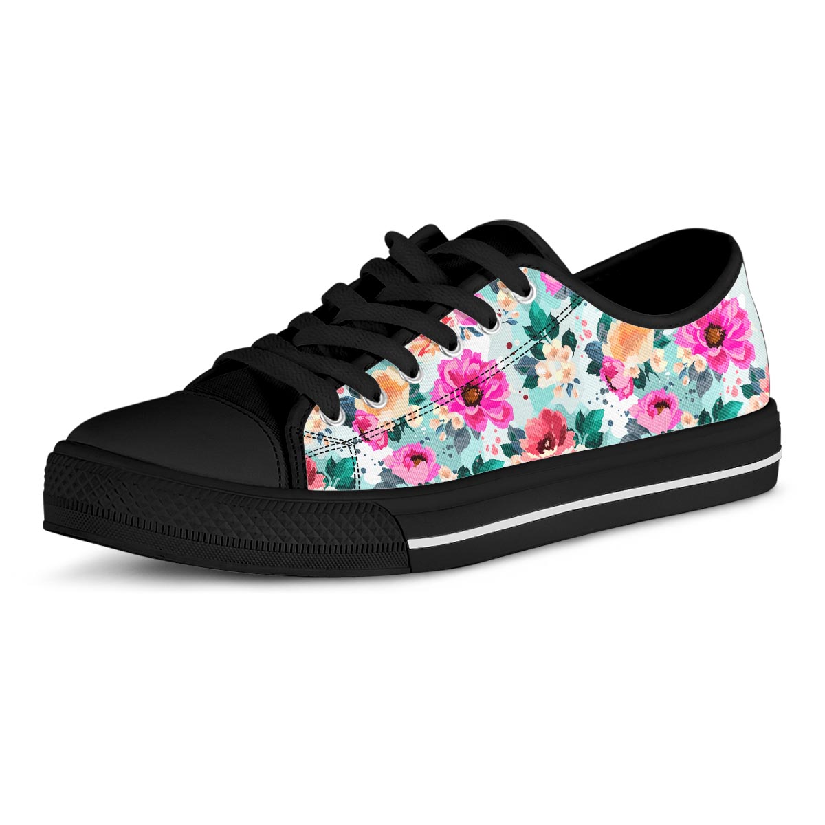 Colorful Rose Floral Men's Low Top Shoes-grizzshop