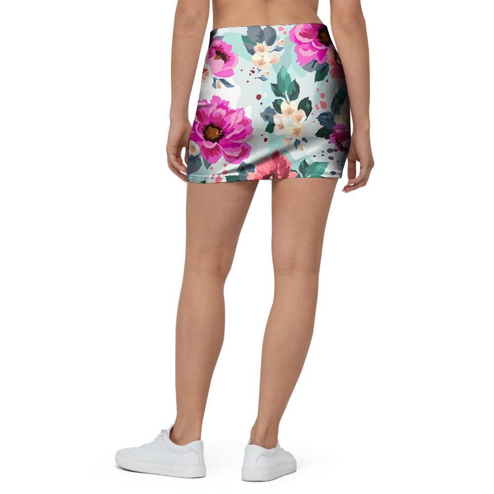 Colorful Rose Floral Mini Skirt-grizzshop