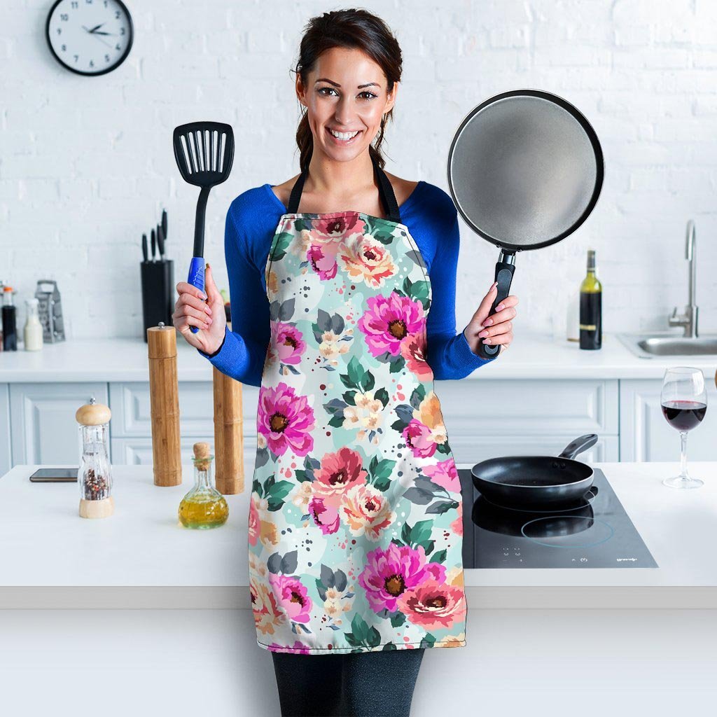 Colorful Rose Floral Women's Apron-grizzshop