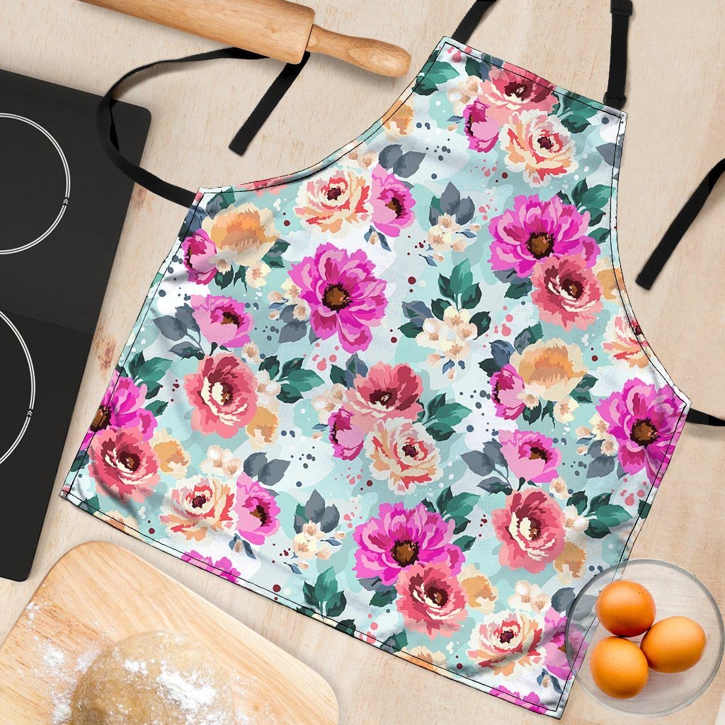 Colorful Rose Floral Women's Apron-grizzshop