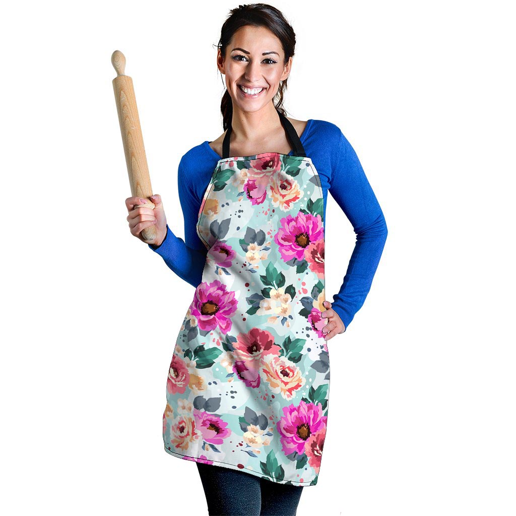 Colorful Rose Floral Women's Apron-grizzshop