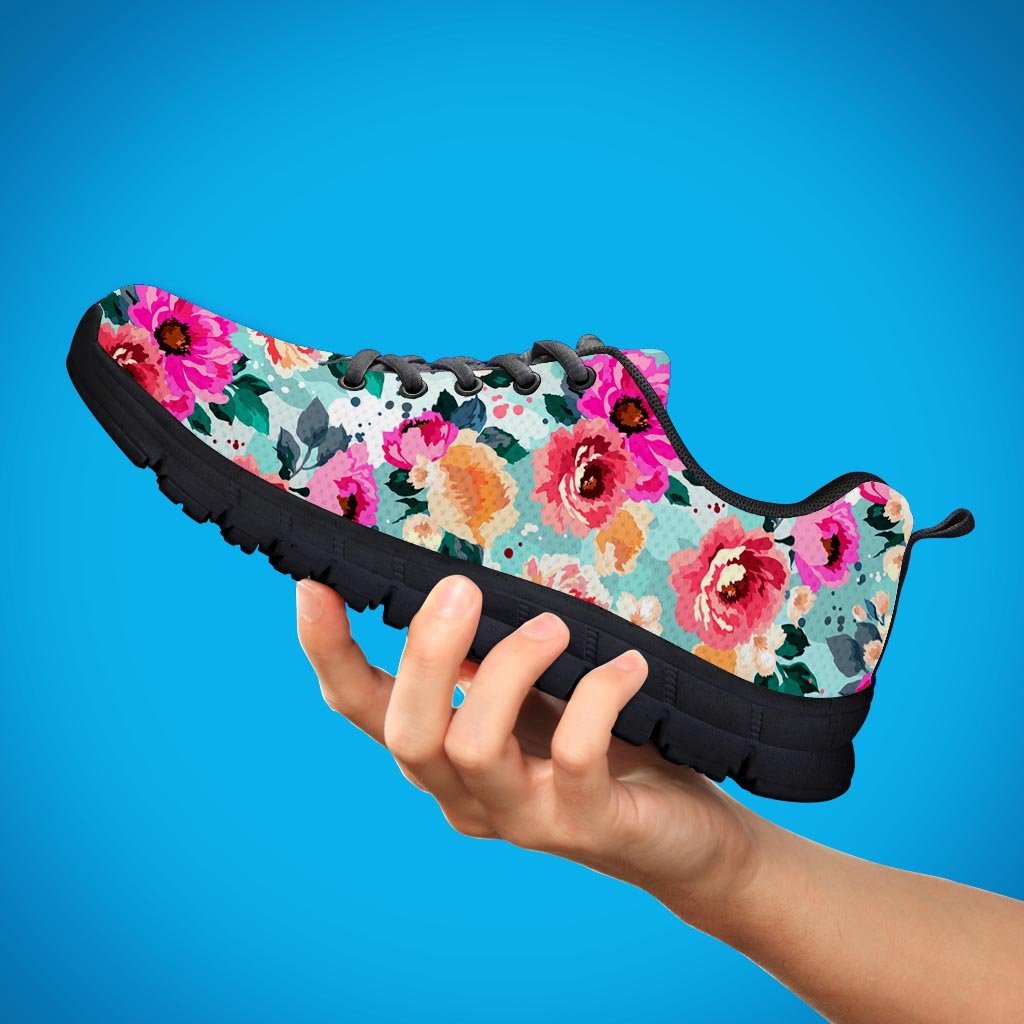 Colorful Rose Floral Women's Sneakers-grizzshop