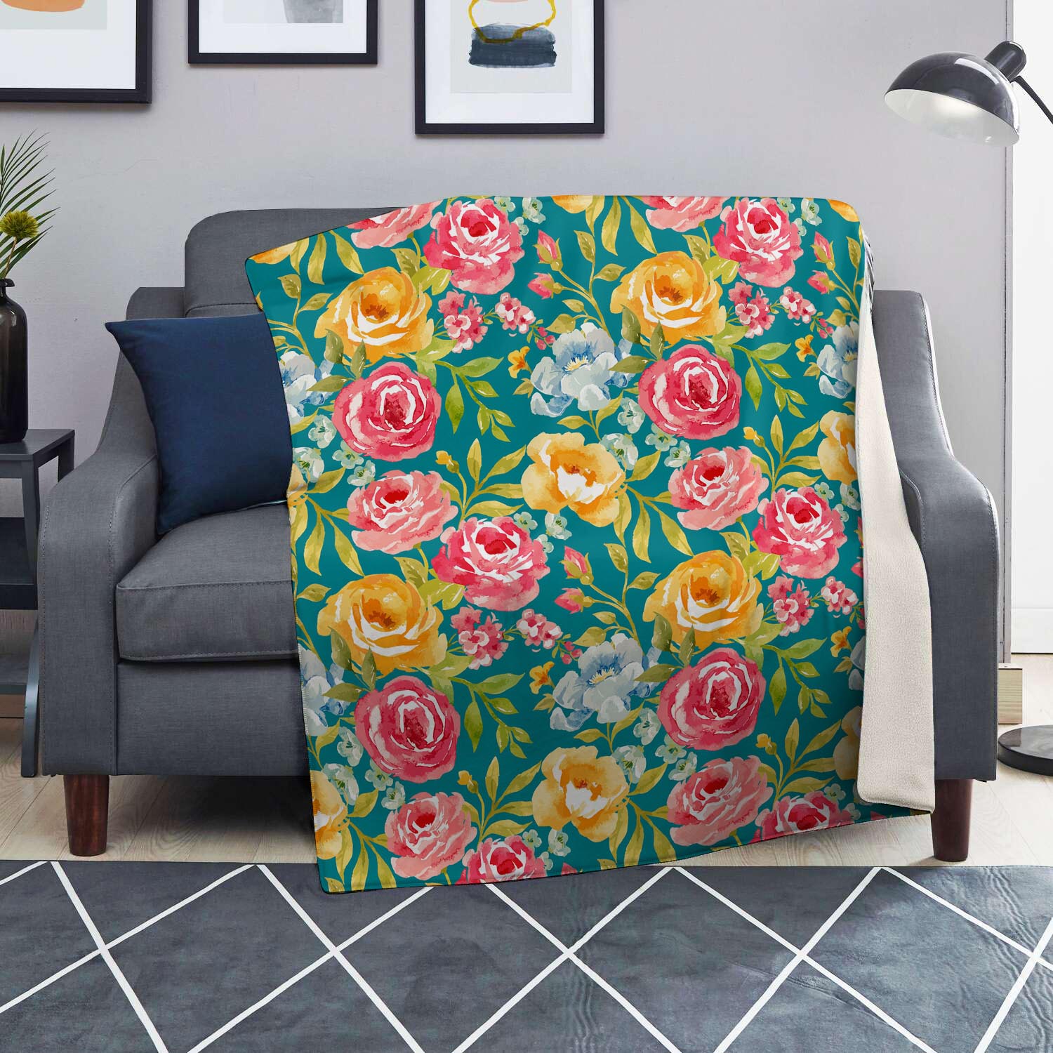 Colorful Rose Flower Blanket-grizzshop