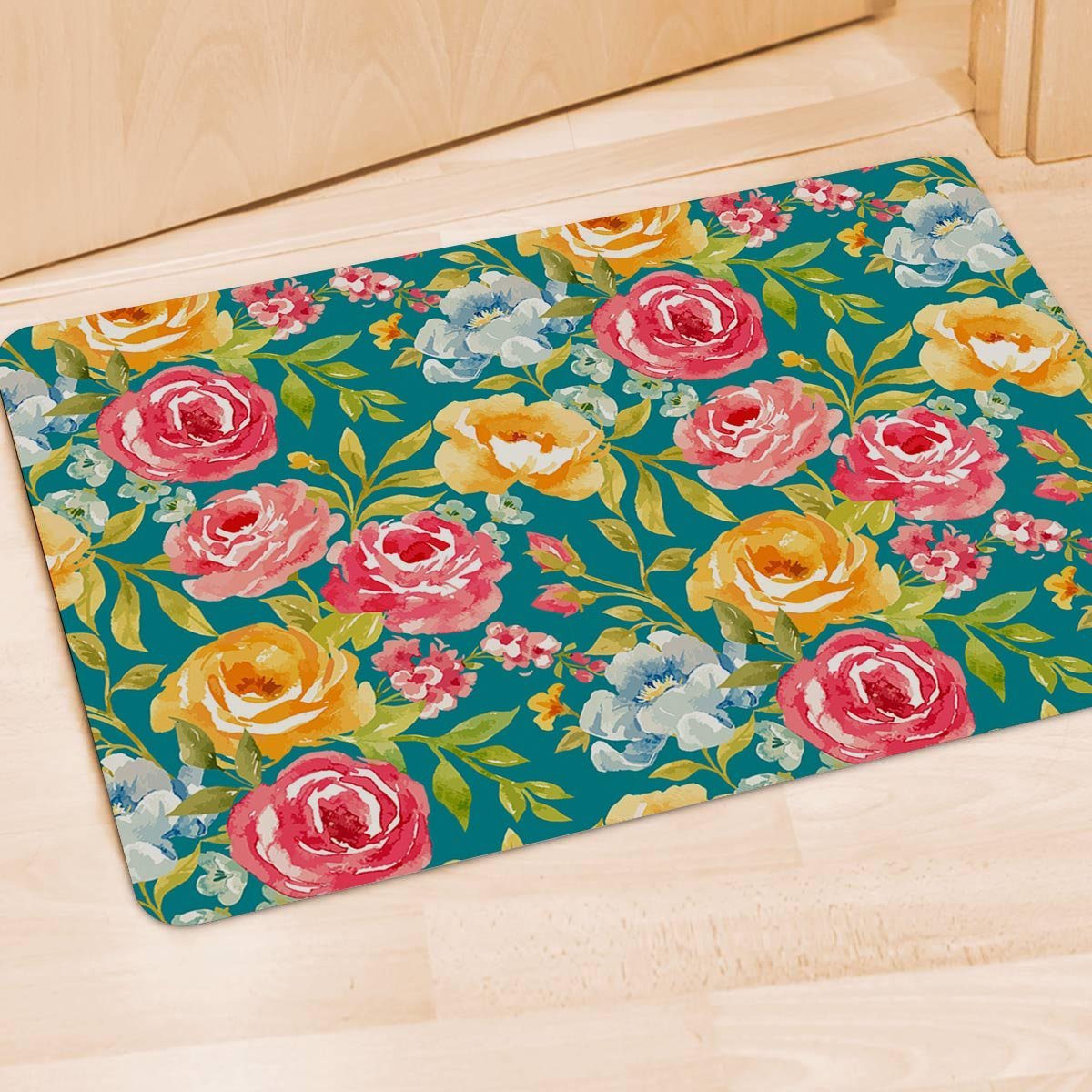 Colorful Rose Flower Door Mat-grizzshop