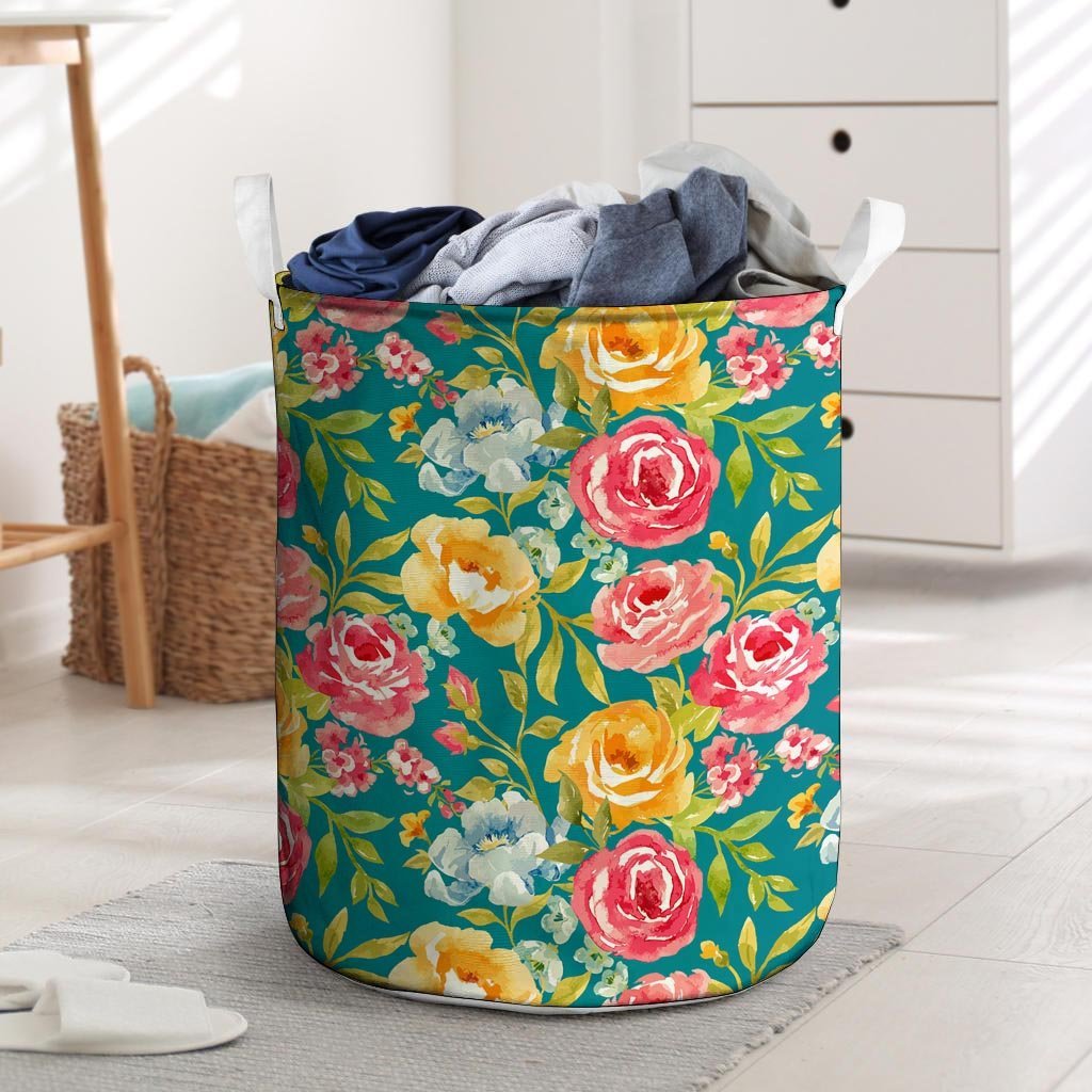 Colorful Rose Flower Laundry Basket-grizzshop