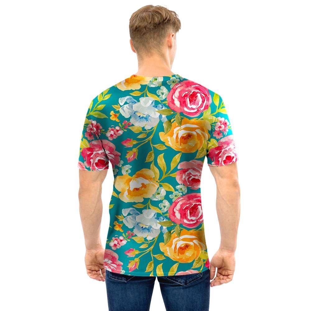 Colorful Rose Flower Men T Shirt-grizzshop