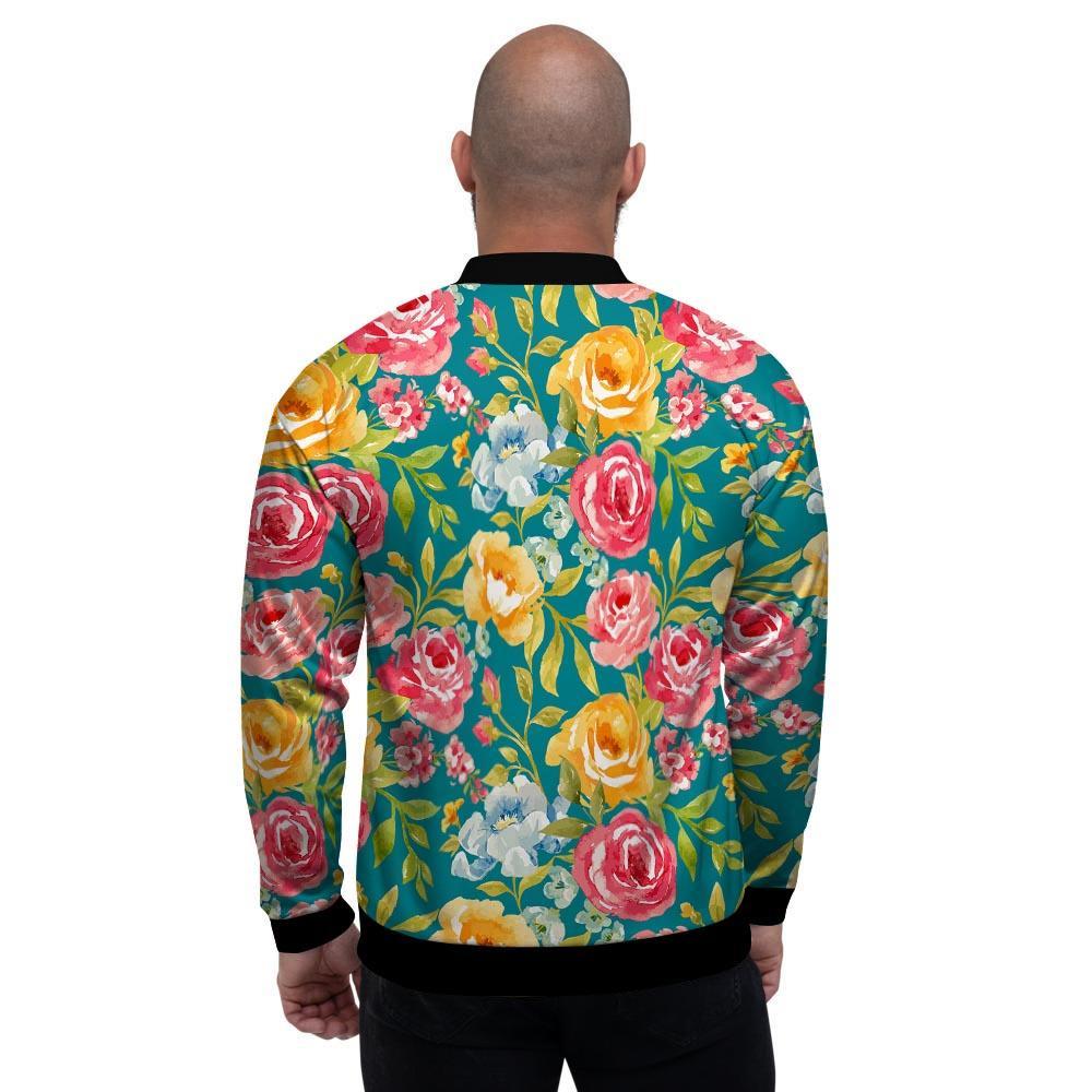 Colorful Rose Flower Men's Bomber Jacket-grizzshop