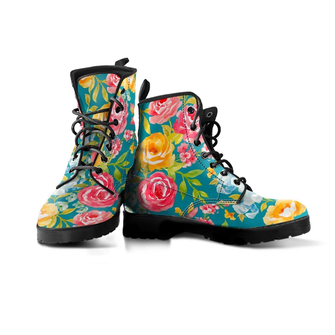Colorful Rose Flower Men's Boots-grizzshop