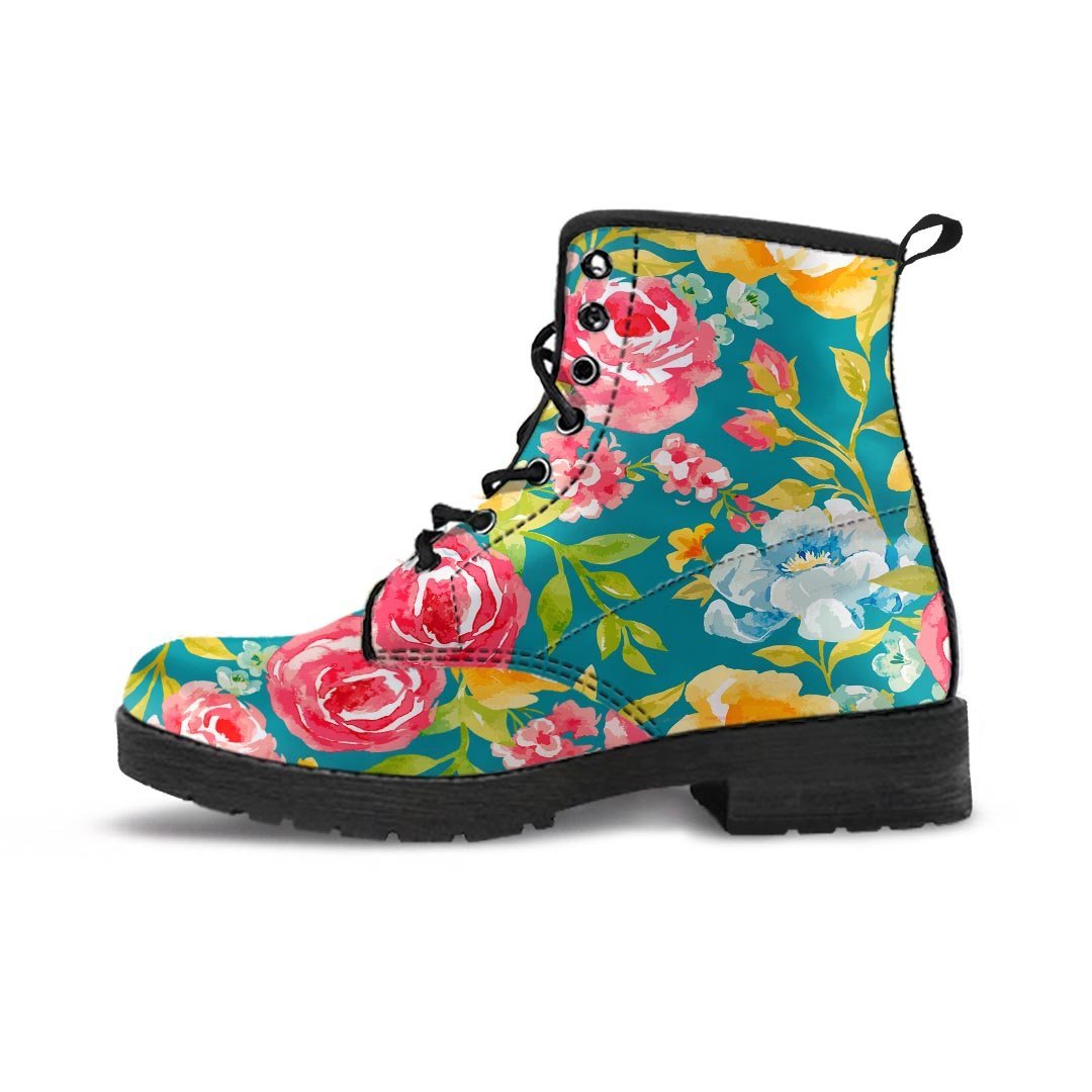 Colorful Rose Flower Men's Boots-grizzshop