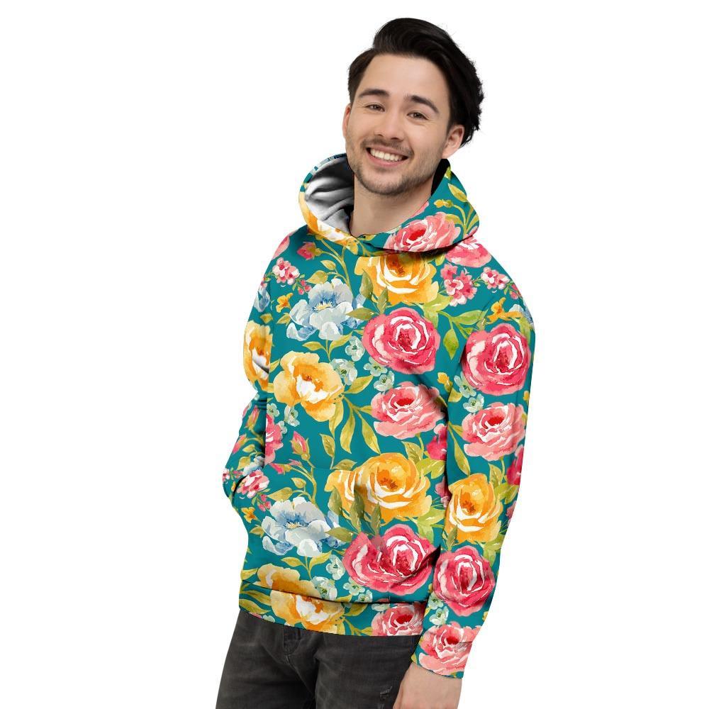 Colorful Rose Flower Men's Hoodie-grizzshop