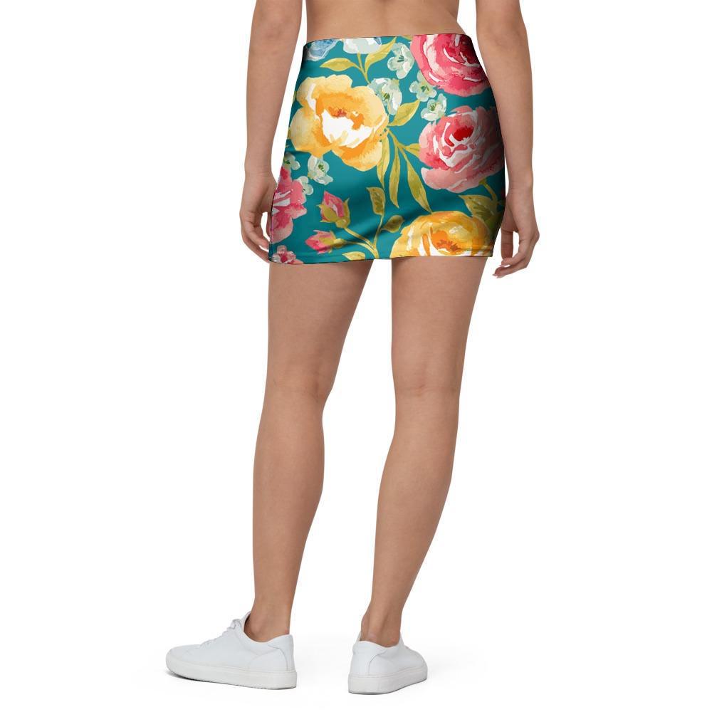 Colorful Rose Flower Mini Skirt-grizzshop