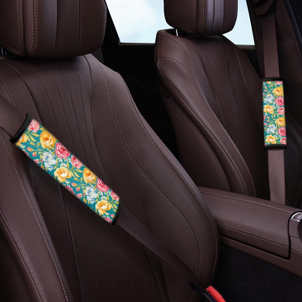 Colorful Rose Flower Seat Belt Cover-grizzshop